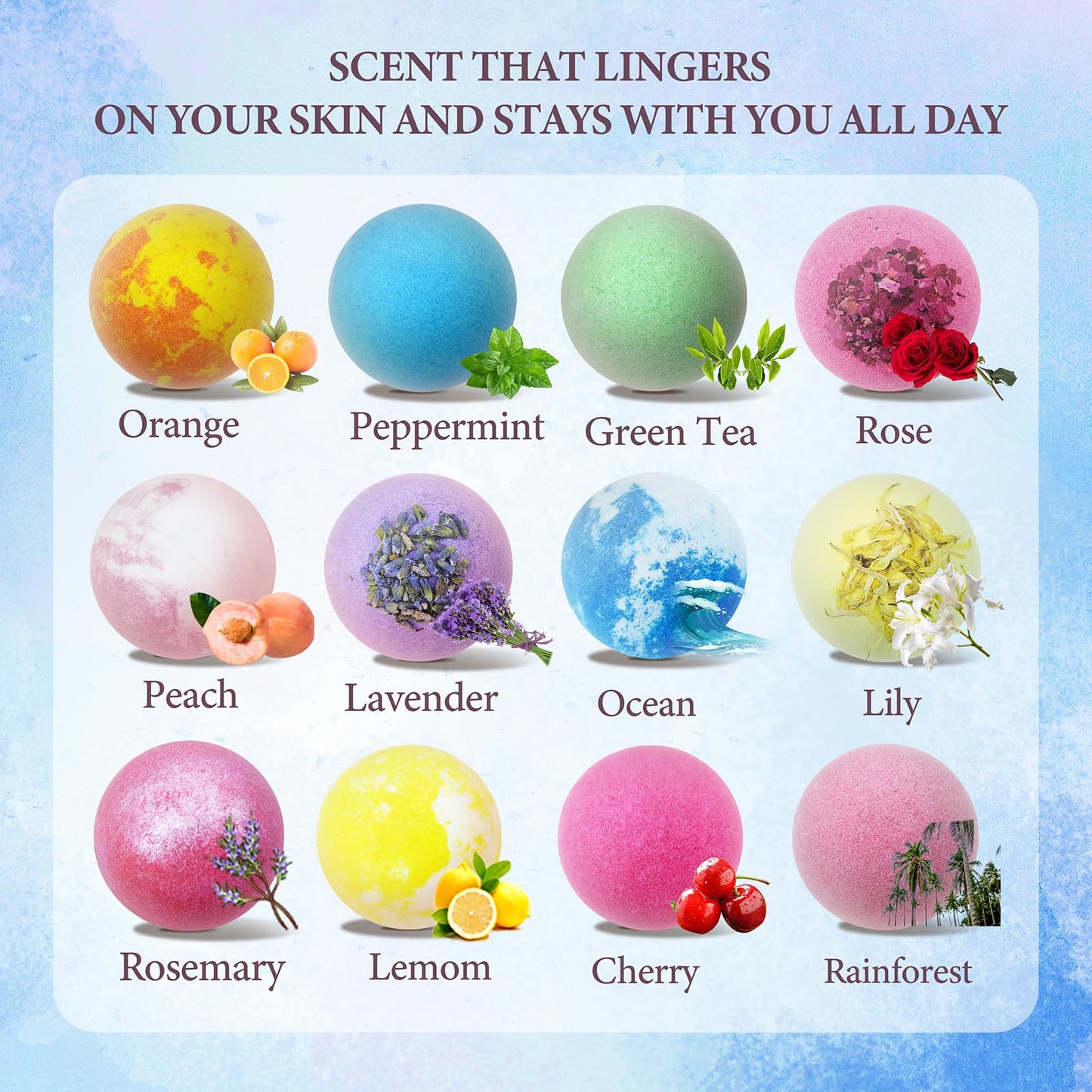 Beautifier Life Dry Skin Moisturizer Bath Bombs Gift Set 24, with Relaxing Scents Made from Essential Oils for Bubble and Spa Bath, Handmade Christmas Gifts for Her/Him, Wife, Girlfriend