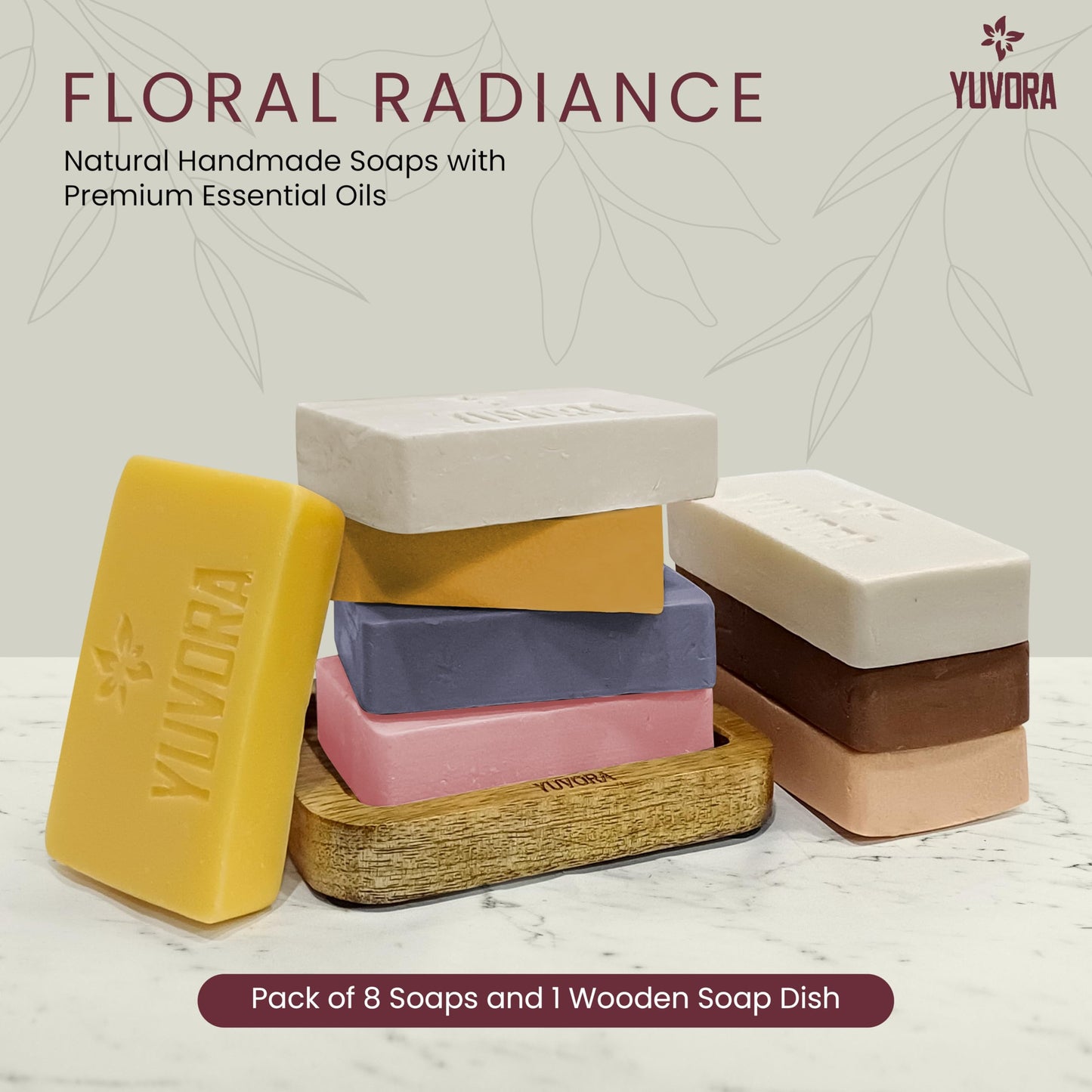 Yuvora 8 Pcs Women Natural Handmade Body Soaps 5 OZ Pack Floral Radiance Long lasting Fragrance Luxurious Scents with Natural Ingredients – Sulfate & Paraben Free, Vegan Soap