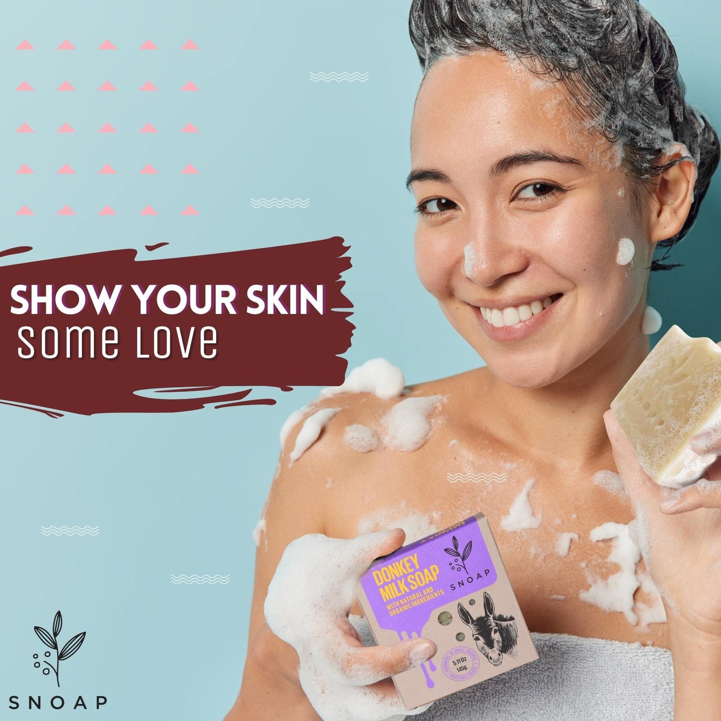 SNOAP Lavender Bar Soap, Made with Donkey Milk, Natural and Organic Ingredients. Gentle Soap – For All Skin Types – 5oz Bar