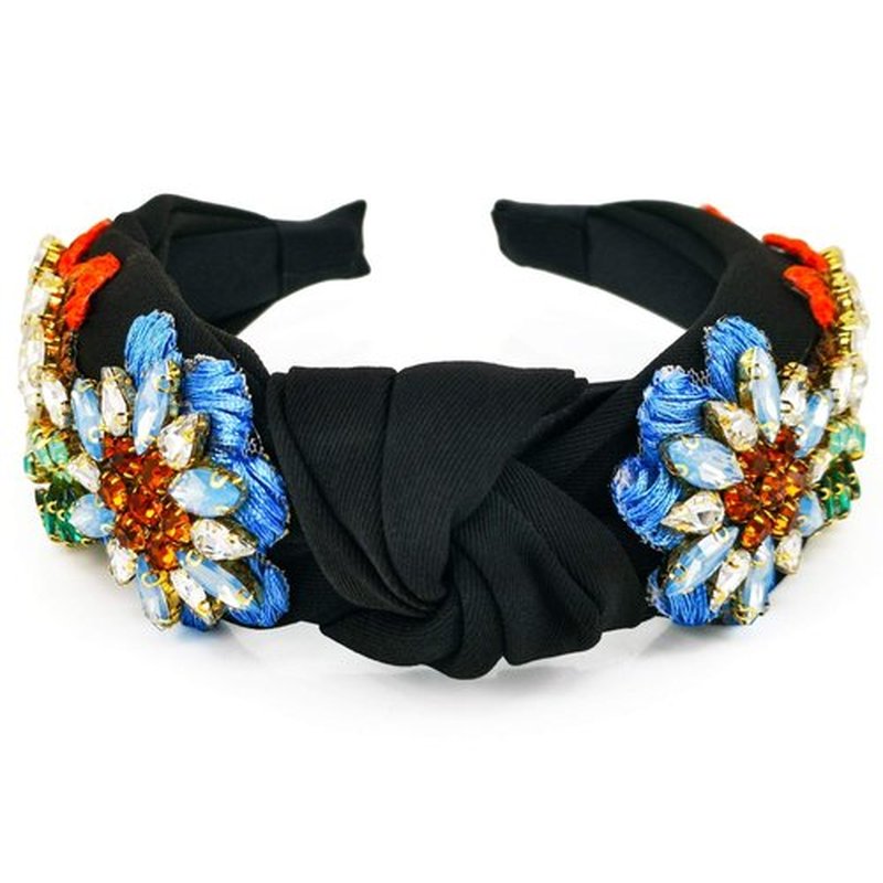 QTMY Rhinestone Crystal Headbands for Women,Hair Hoop Accessories Headwear Jewelry,522 (Black)