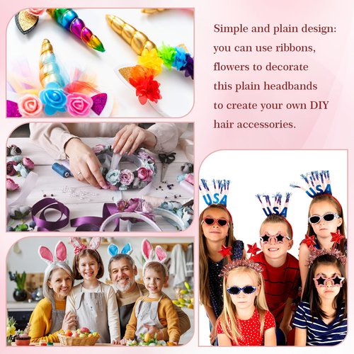 XunYee 100 Pcs Plastic Headbands with Teeth Plain Hair Bands for Women Girls DIY Hair Accessories (White, 20 mm)