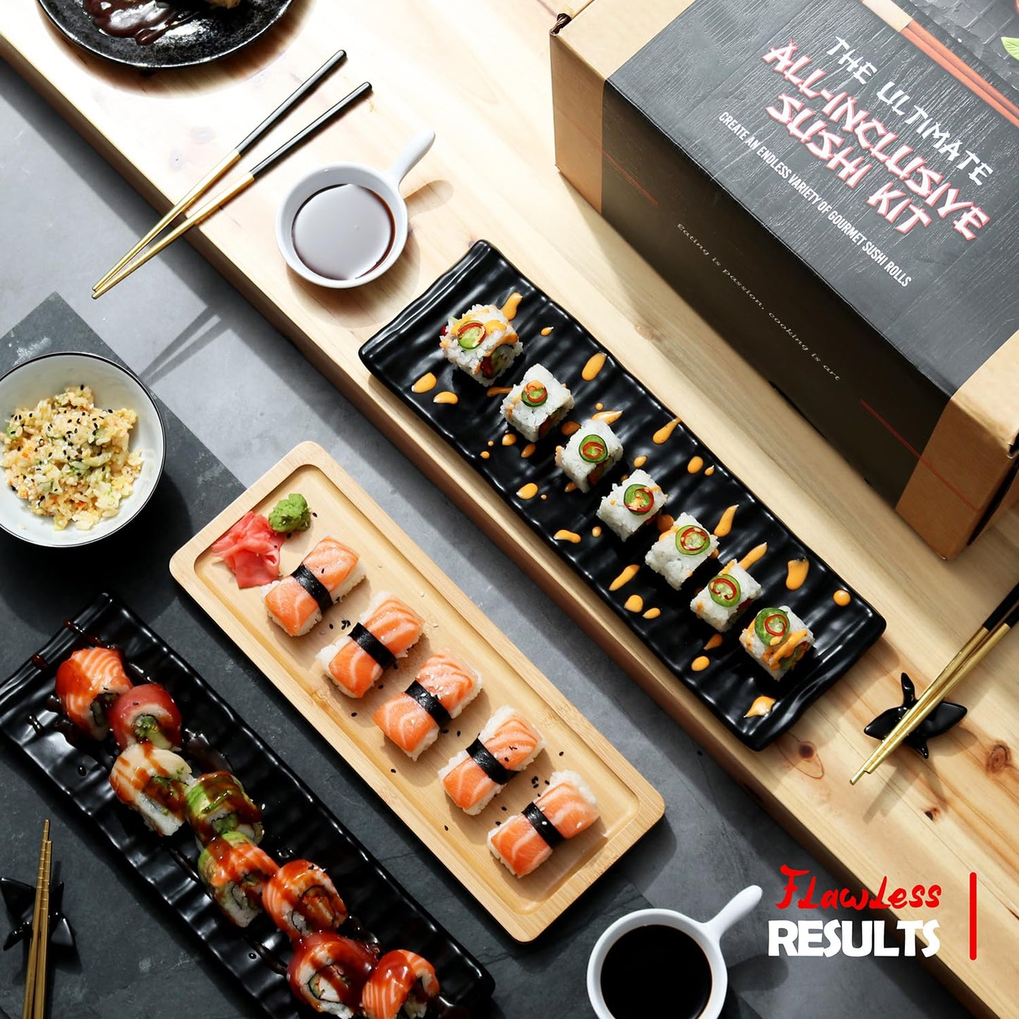 CraftZee Sushi Making Kit - Complete Sushi Maker Kit with Bazooka Roller, Rice Cooker, Onigiri, Nigiri & Musubi Mold, Rice Ball Mold, Bamboo Rolling Mat, Knife, Guide Book & More