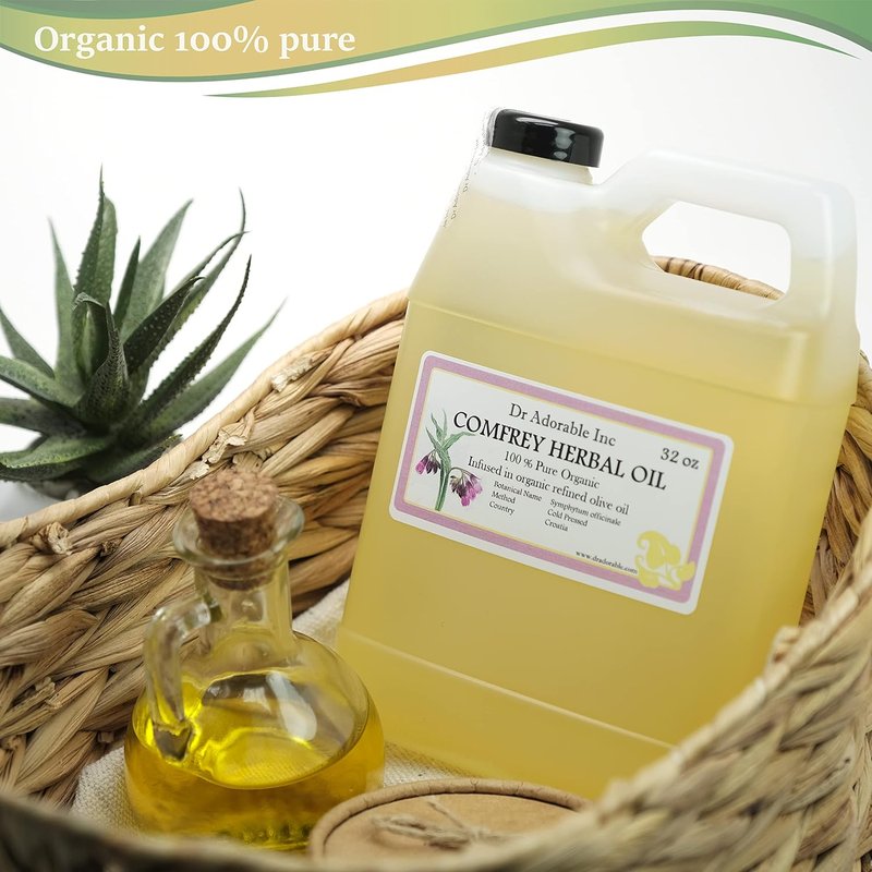Comfrey Herbal Oil - 32 Oz 100% Pure Organic Infusion for Skin & Hair Care