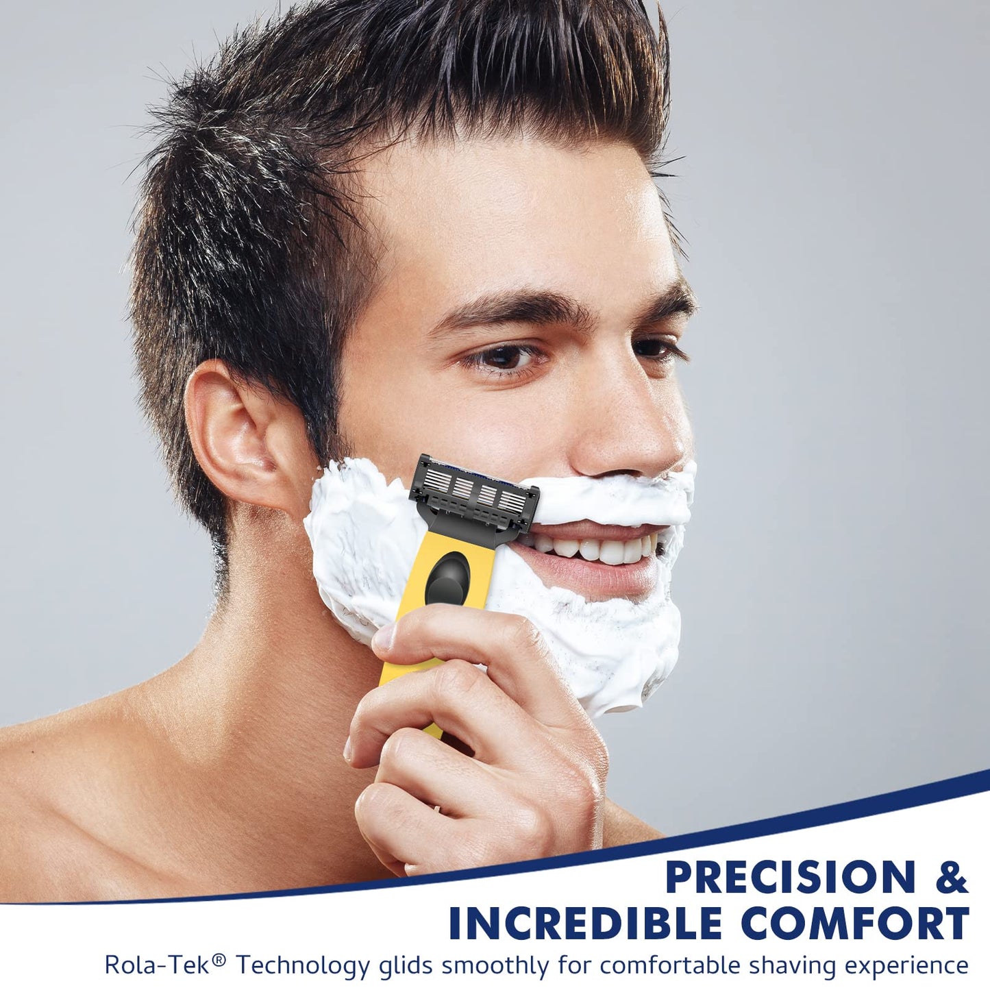 Arisson Men's Razors Set – Includes 1 Ergonomic Design Razor Handle, 4 Blade Refills, Travel Blade Cover, Shave Gel (Yellow)