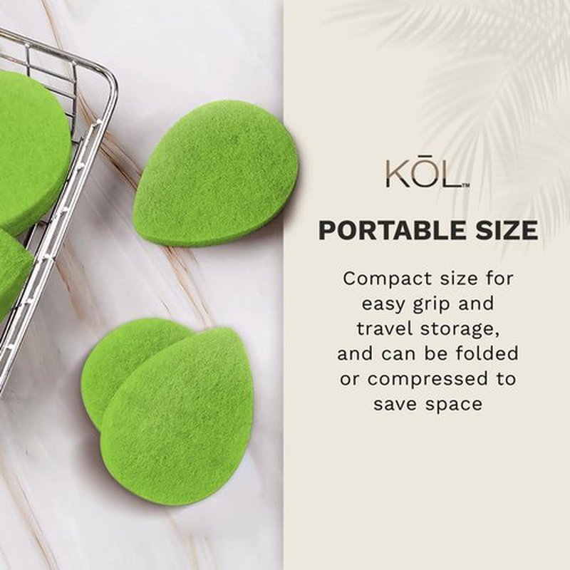 KOL Face Scrubber, Green Tea Infused Exfoliating Facial Cleansing Pads, Disposable Exfoliator Face Sponge for Daily Face Cleaning and Makeup Removal, 6 Count