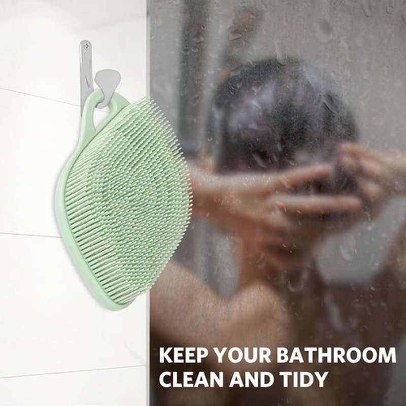 Sndyi Silicone Body Scrubber, Gentle Exfoliating Body Scrubber for Sensitive Skin, Leaf Shaped Shower Scrubber for Body with Lathering Bristles, Silicone Loofah Body Brush for Showering, Green