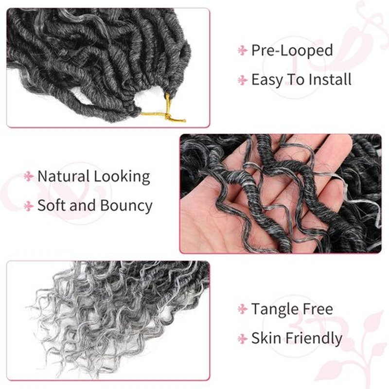 Alicoco Goddess Locs Crochet Hair 14 Inch 8 Packs Faux Locs Crochet Hair For Women Boho Soft Locs Pre-looped River Crochet Locs With Curly Ends (14 Inch (Pack of 8), TGery)