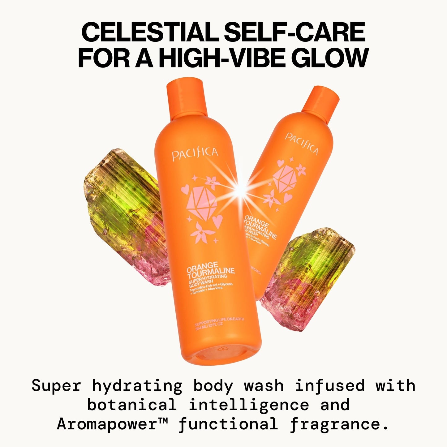 Pacifica Body Wash - Orange Tourmaline Super Hydrating Body Wash - Bath & Shower Gel - Clean Beauty, Vegan & Cruelty-Free Dermatologist Tested