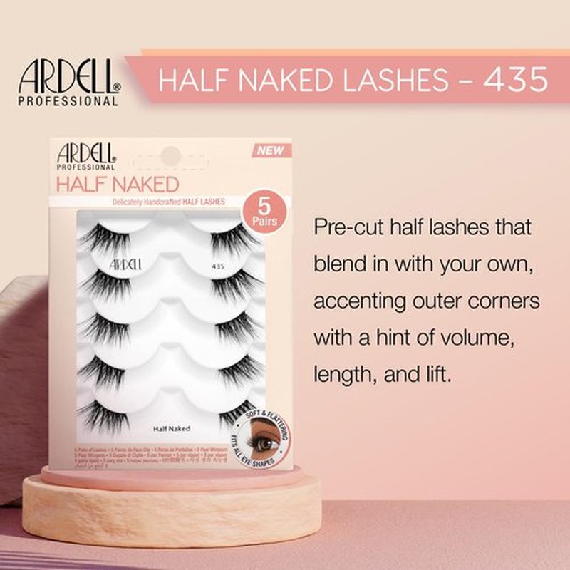 Ardell Half Naked Lashes - 435, Delicately Handcrafted Half Lashes, 5-pairs, 1-pack