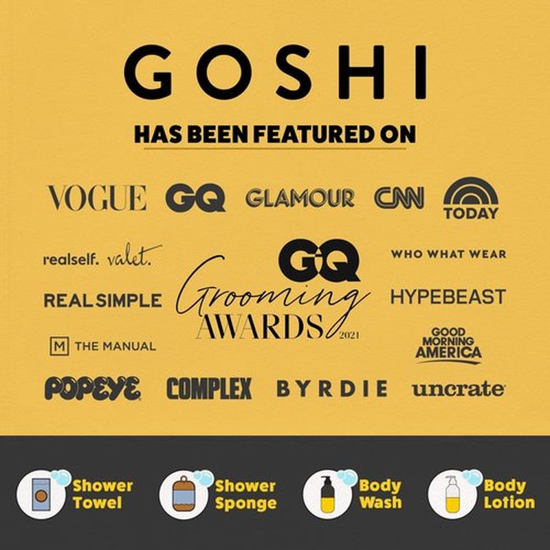 GOSHI Exfoliating Shower Sponge - Rip-Resistant, Rapid-Drying Exfoliating Bath Sponge for All Skin Types - Marigold Yellow - Made in Japan