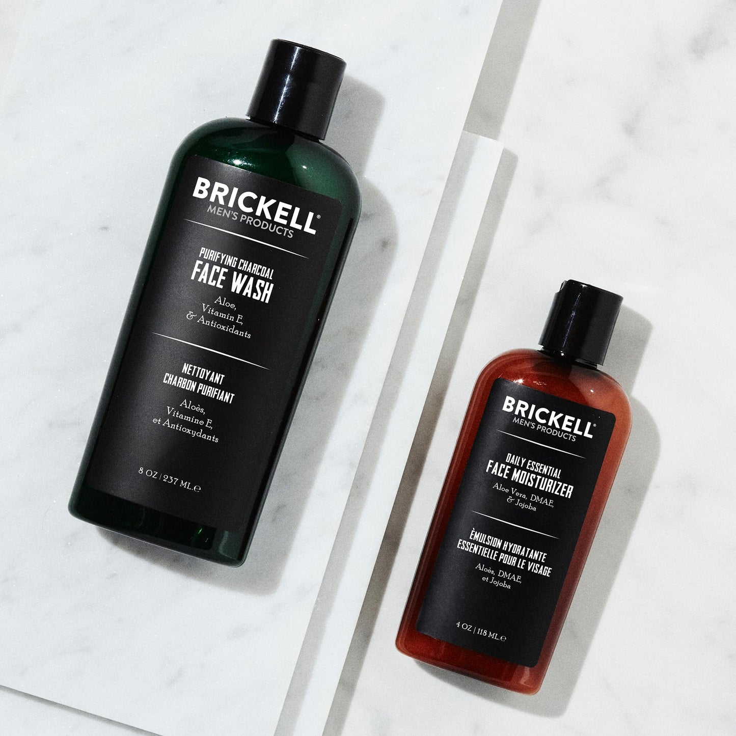 Brickell Men's Daily Essential Face Care Routine II, Purifying Charcoal Face Wash and Daily Essential Face Moisturizer, With Activated Charcoal, Hyaluronic Acid, and Aloe, Scented, Skincare Gift Set