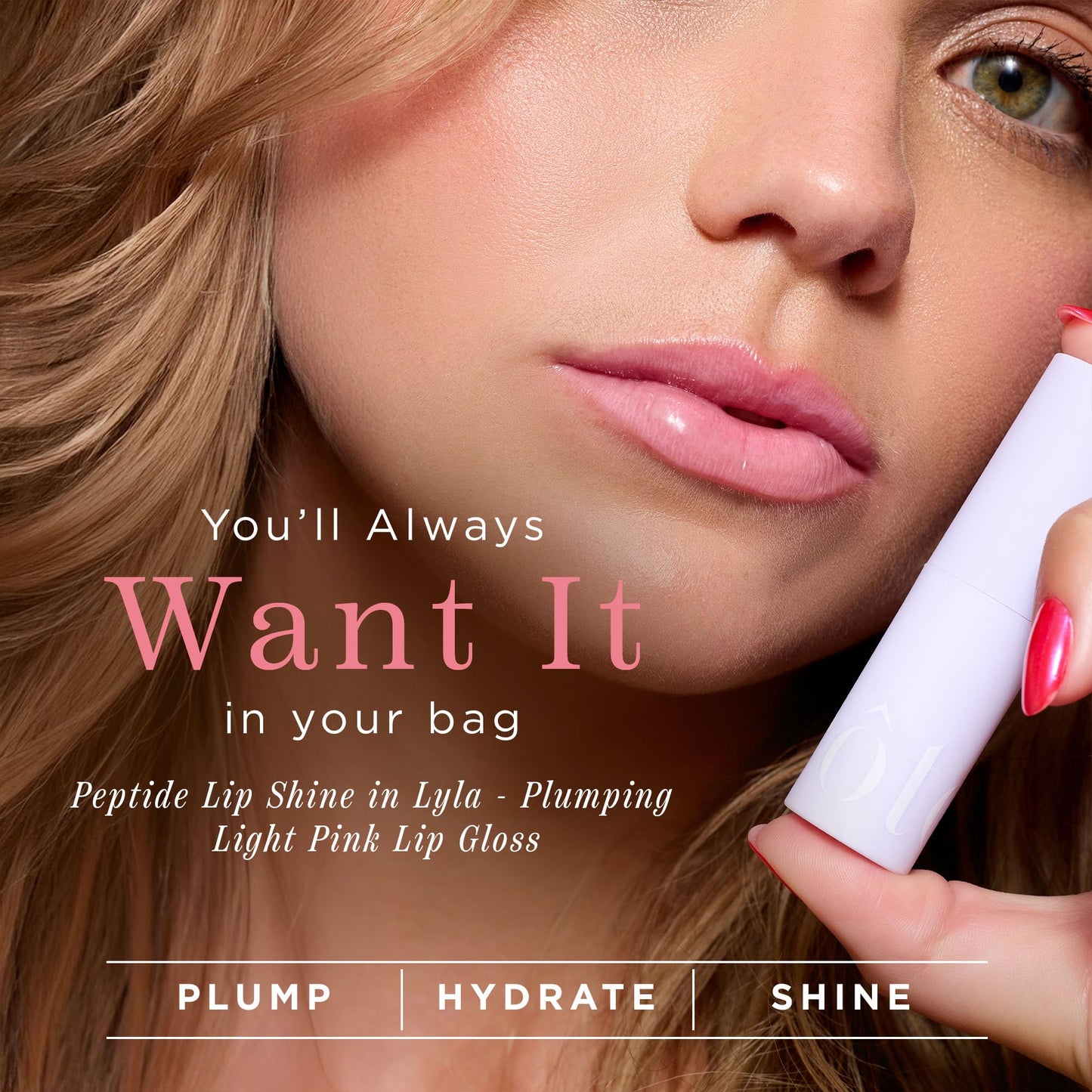 Cote Beauty's Peptide Lip Shine in Lyla, Ultra Hydrating & Long-Lasting Coral Plumping Lip Gloss for Women with Hyaluronic Acid, Shea Butter & Jojoba Oil, Vegan & Cruelty-Free, 0.12 Fl Oz
