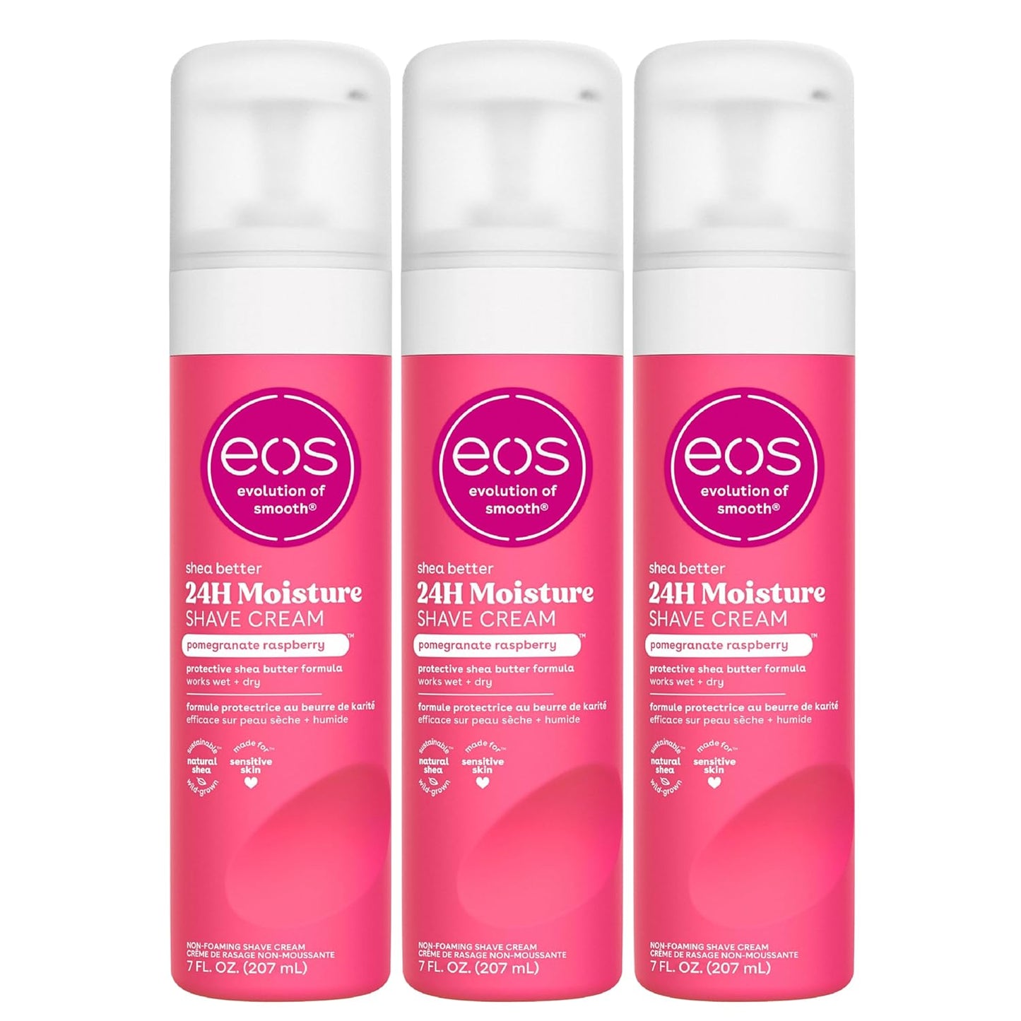 eos Shea Better Shaving Cream- Lavender, Women's Shave Cream, Skin Care, Doubles as an In-Shower Lotion, 24-Hour Hydration, 7 fl oz, 3-Pack