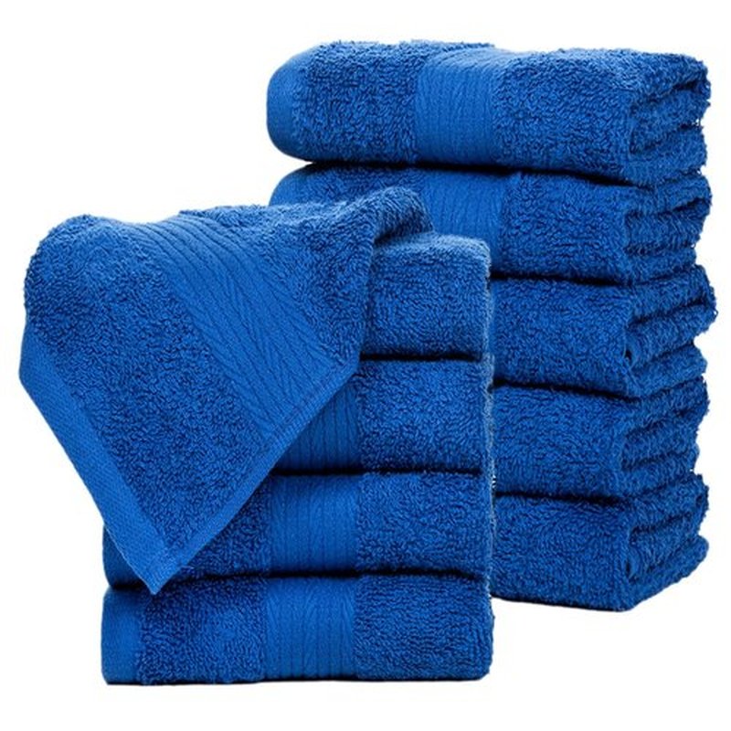 Ample Decor Wash Cloths Pack of 10 12 X 12 Inch 100% Cotton 600 GSM, Soft Absorbent and Reusable Fingertip Towels, Oeko Tex Certified Ideal for Bathroom and Powder Room - Navy