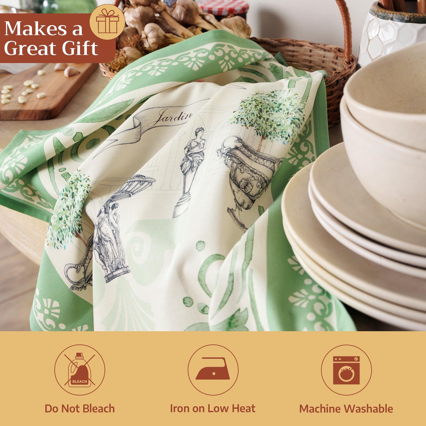 Maison d' Hermine Kitchen Towels Set of 2 Reusable 100% Cotton 27.50" x 20"