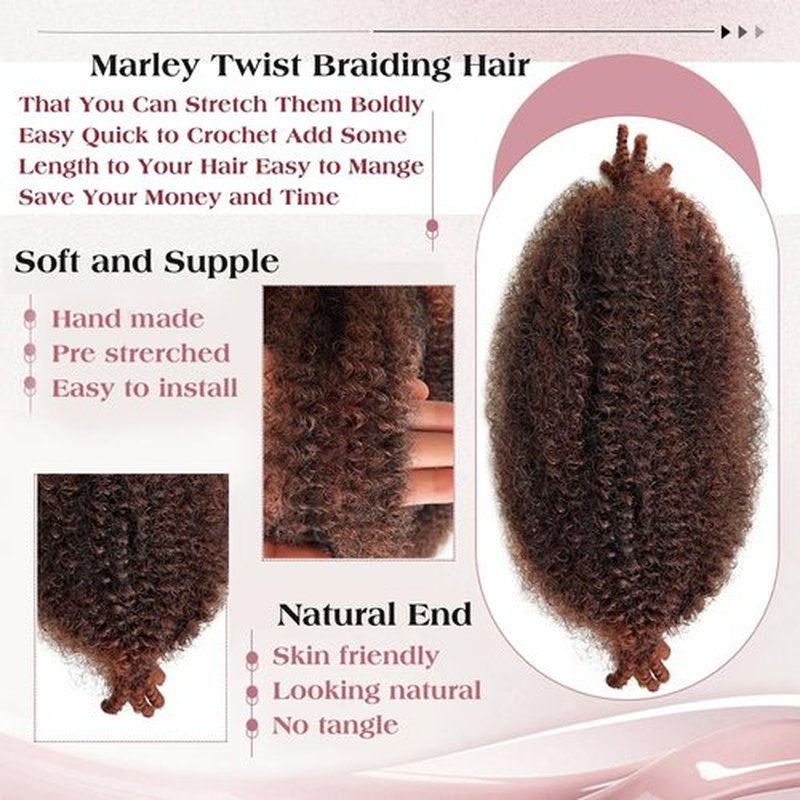 Spring Afro Twist Hair 8 Packs Cuban Twist Hair 12 Inch Kinky Twist Hair Marley Twist Hair Wrapping Hair for Soft Locs (T350#, 12 Inch(Pack of 8))