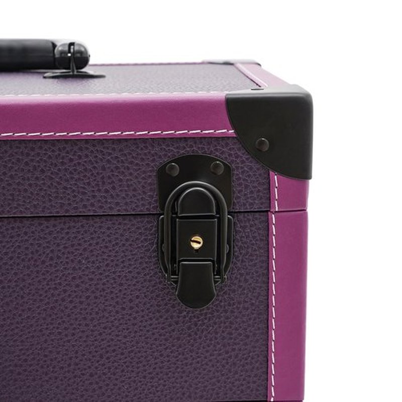 Rolling Makeup Train Case With Drawers,Professional Aluminum Makeup Suitcase With Universal Wheels And Lock,Multifunctional Rolling Makeup Organizer,Suitable For Makeup Artist,Etc (Purple)
