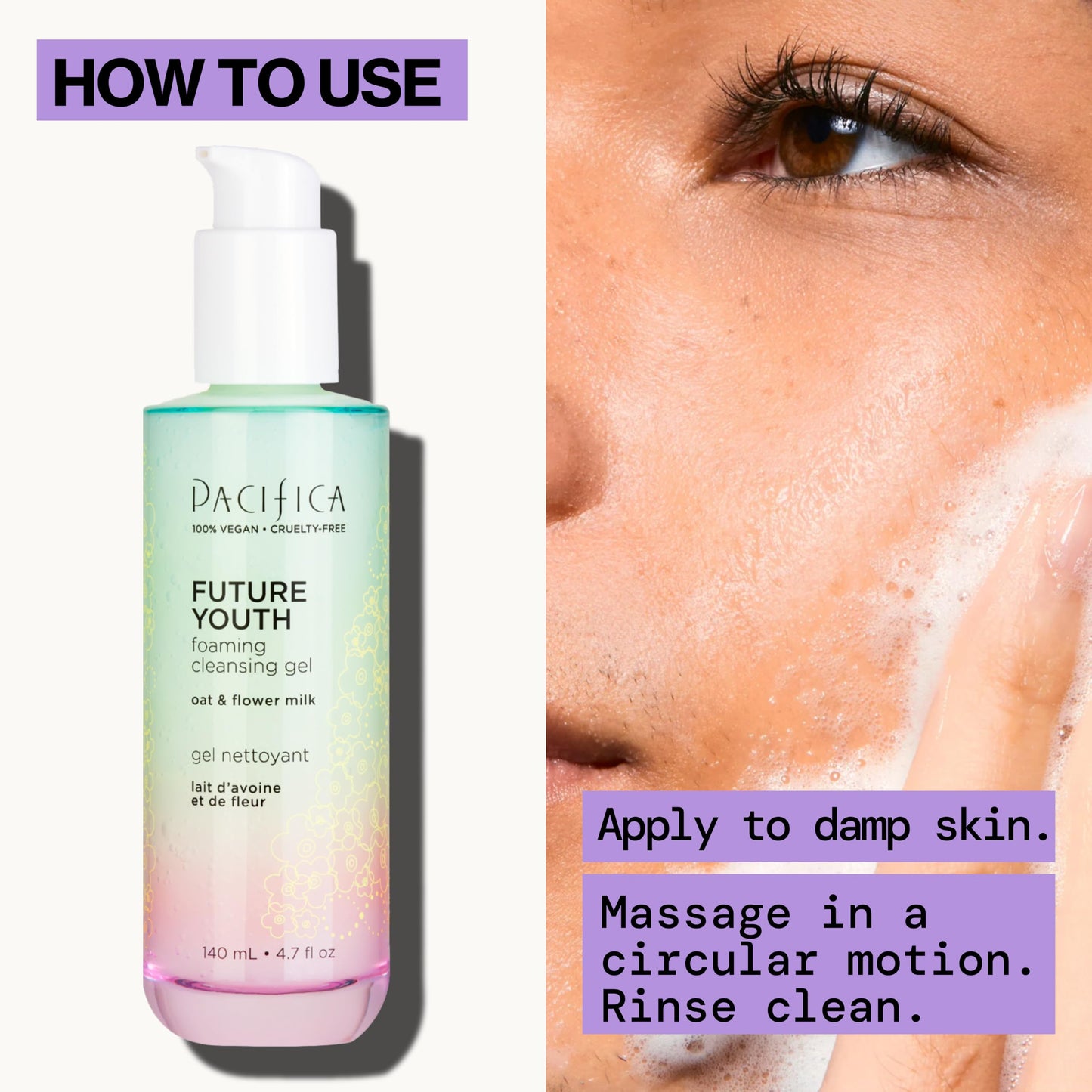 Pacifica Future Youth Foaming Face Wash - Hydrating Anti-Aging Cleansing Gel, Dermatologist Tested Gentle Facial Cleanser, Alcohol-Free Vegan Formula for All Skin Types Clean Beauty Cruelty-Free 4.7oz