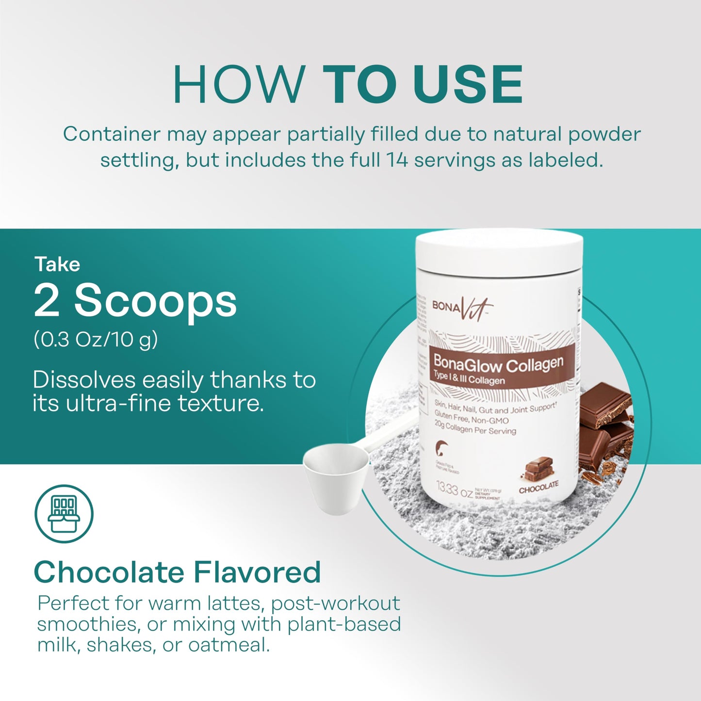 Bonavit - Collagen Peptides Powder - High Dose 20g Collagen + 18g Protein