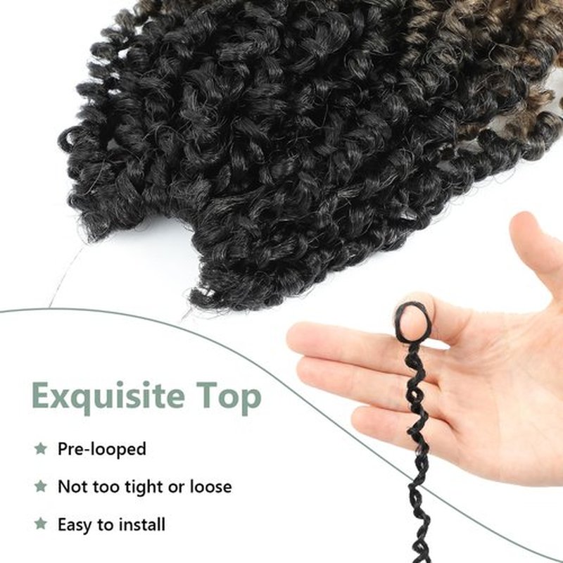 Yanky Twist Crochet Hair 12 Inch Crochet Yanky Twist Pre Looped Crochet Hair 8 Packs Spring Mini Twist Crochet Hair Extensions 1B/27 Bohemian Passion Twist Hair for Black Women