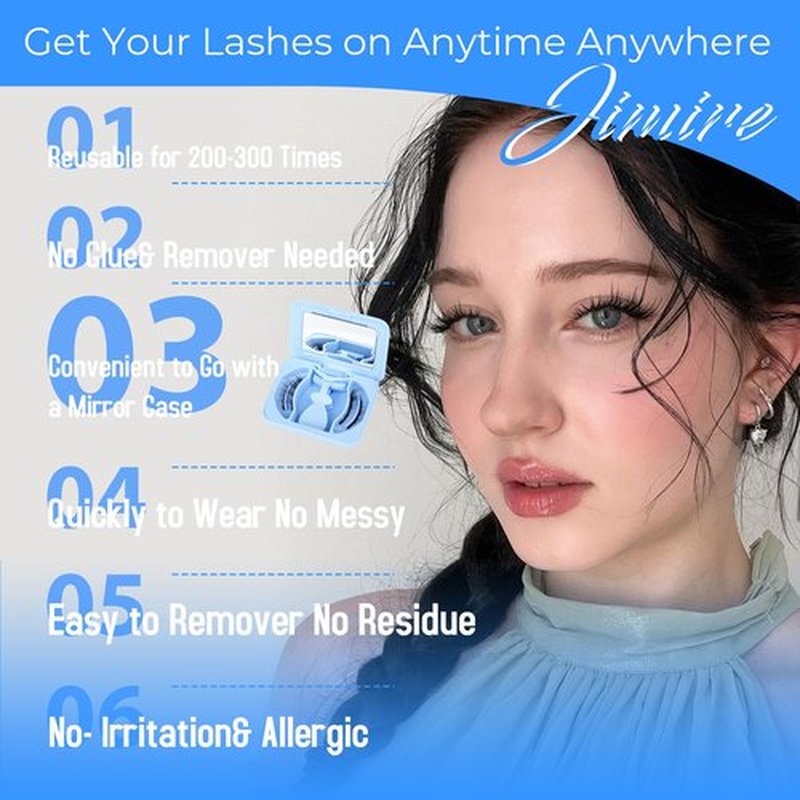 Magnetic Eyelashes with Applicator Upgraded Magnetic Lashes Wispy Magnetic Eyelashes Natural Look Reusable Soft Magnetic Lashes with Applicator No Glue No Eyeliner Needed Lashes by JIMIRE