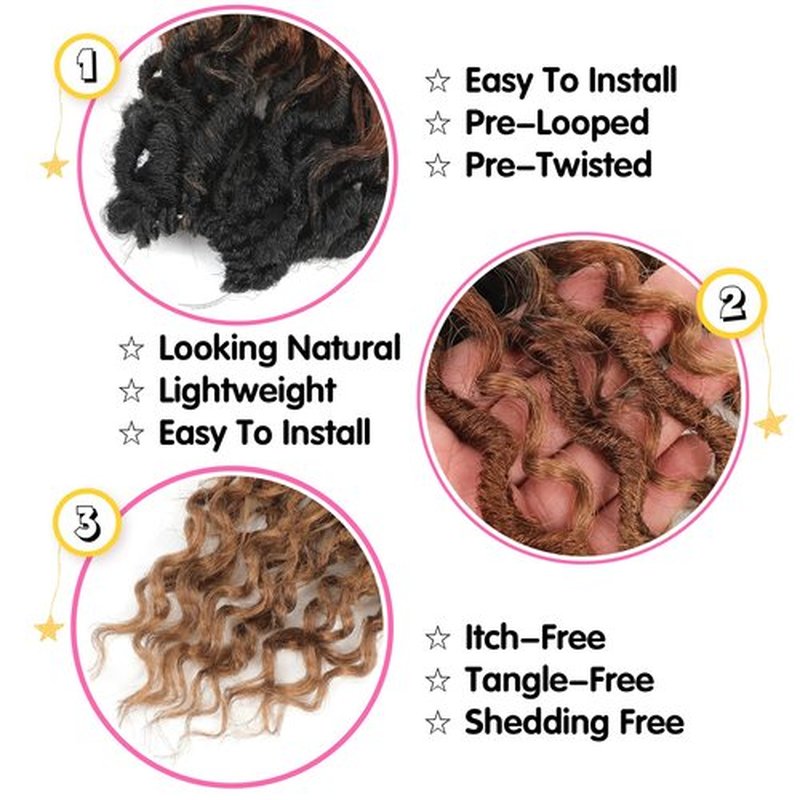 Fulcrum Goddess Locs Crochet Hair 12 Inch, 8 Packs New Faux Locs Crochet Hair for Black Women, Crochet locs with Curly Ends (12Inch (Pack of 8), 1B/30/27#)