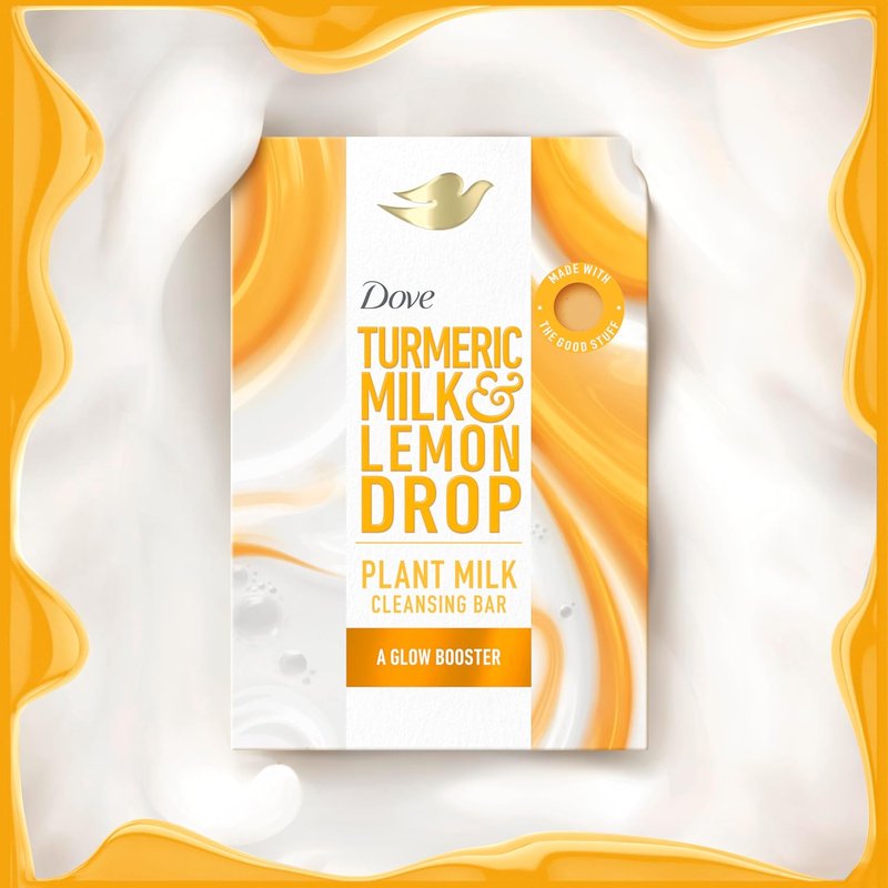 Dove Cleansing Bar Soap - Turmeric Milk & Lemon Drop Glow Booster | 4 Count, Gentle Moisturizing Formula, 5 oz