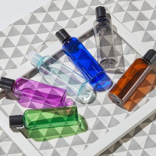 owlyee 3.4 oz Travel Bottles for Toiletries, Empty Travel Size Containers Tsa Approved, 5PCS Small Plastic Shampoo Bottles with Labels (100ml, Blue)