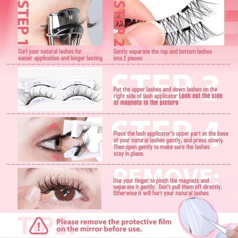 JIMIRE Magnetic Eyelashes without Eyeliner Magnetic Lashes Natural Look Wispy Reusable Comfortable Magnetic Eyelashes with Applicator No Glue Needed Fluffy Cat Eye Magnetic Lashes