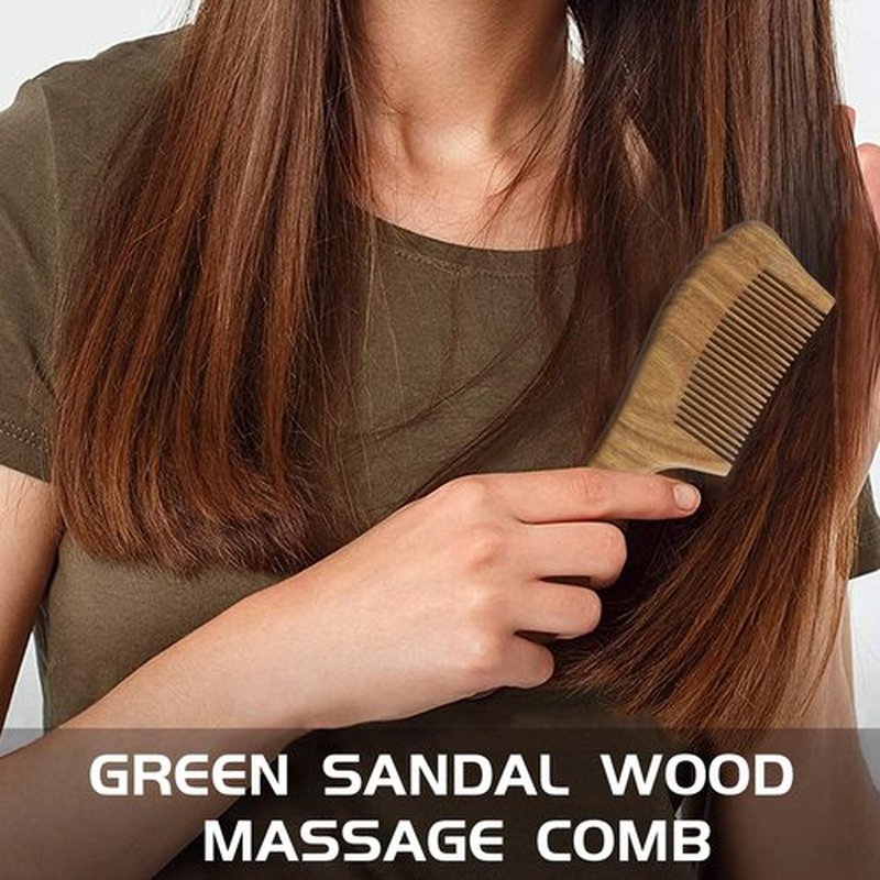 3PCS Wooden Hair Brush Air Cushion Comb Green Sandalwood Cute Hairpin with Storage Bag Portable Travel for Massaging Scalp Women Men Kids (Hairpin + Handle Comb + Circular Air Cushion Comb)