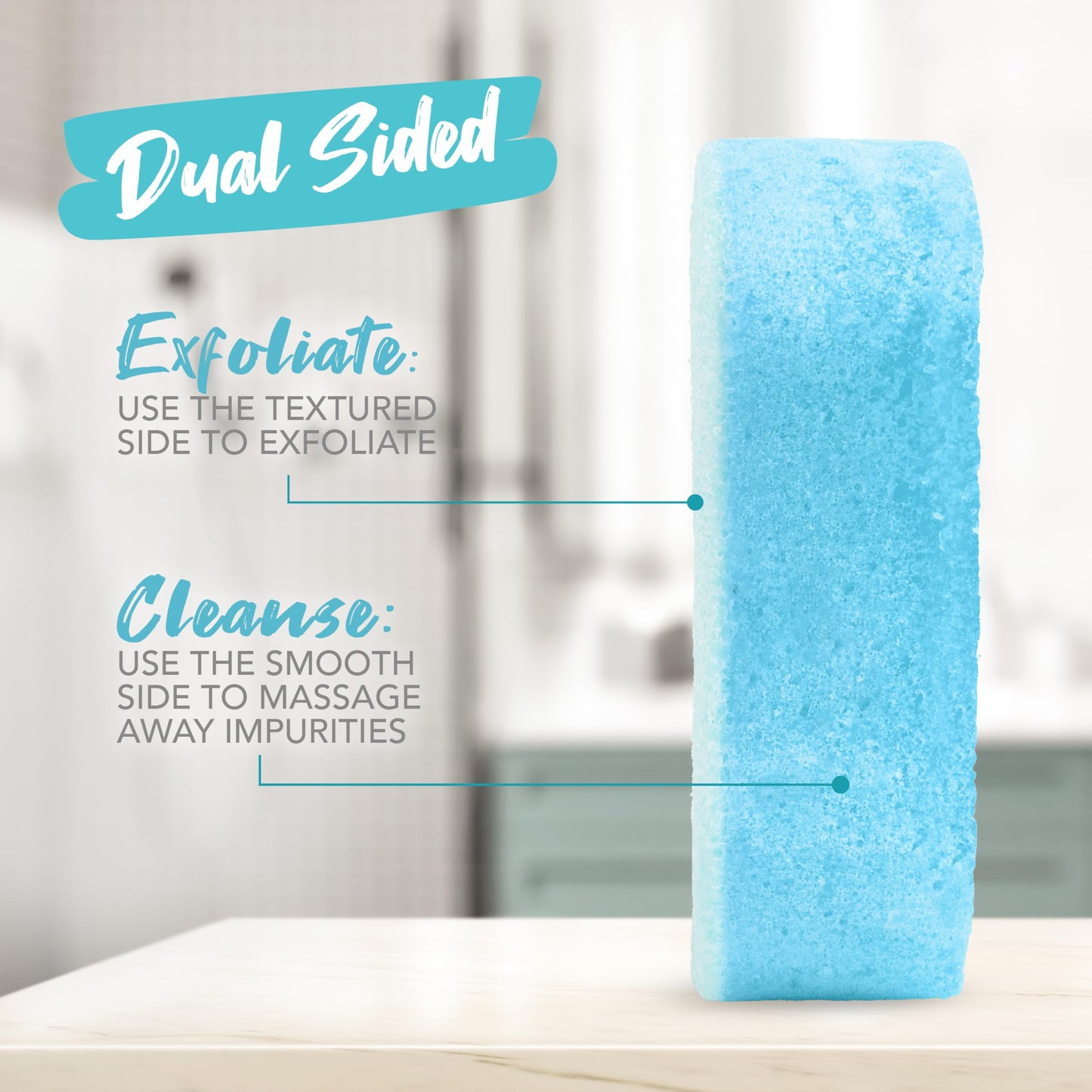 Spongables Pedi Scrub Foot Exfoliating 20+ Wash Sponge, Ocean Breeze, 3 Count