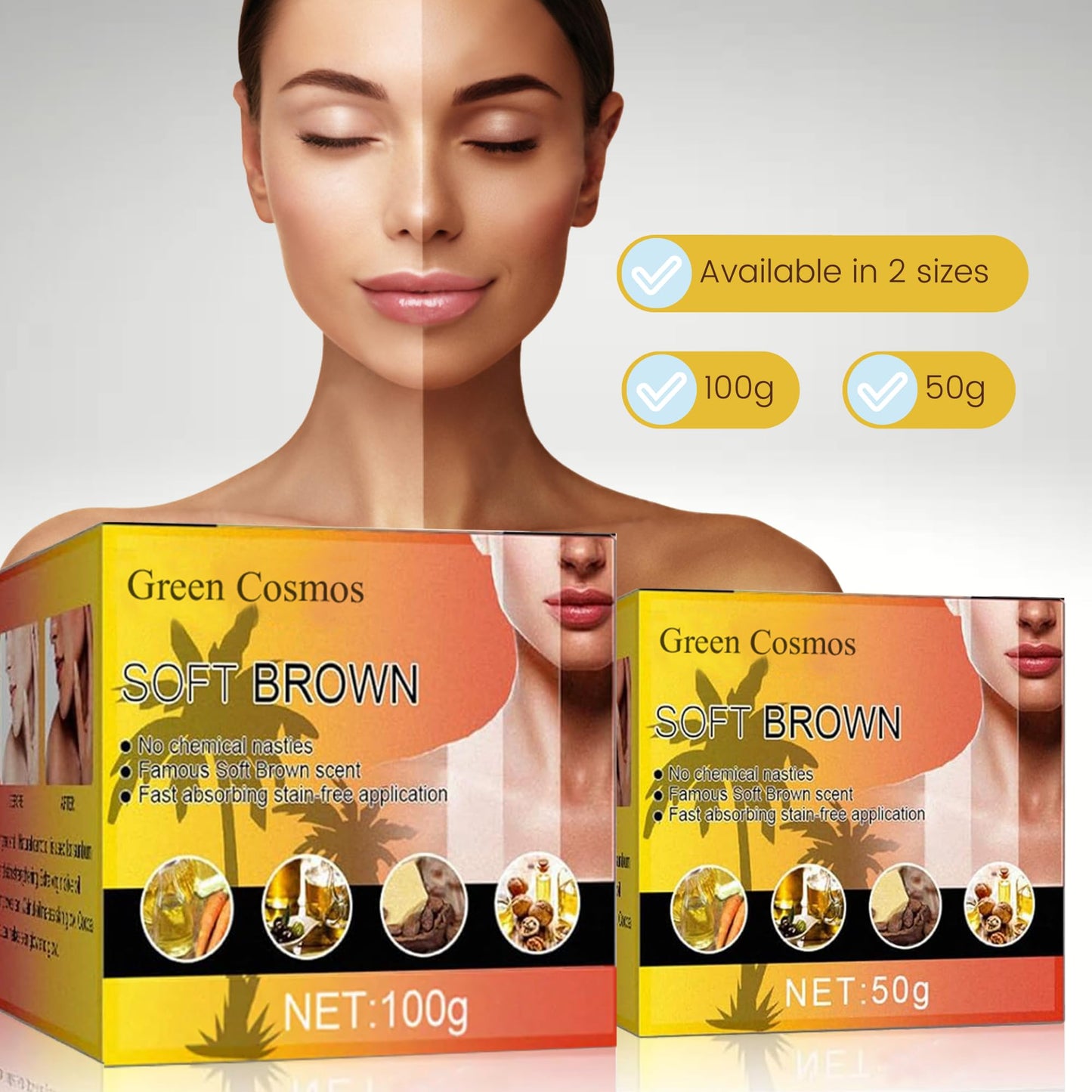 Tanning Gel, Soft Brown Intensive Tanning Gel, Best Self Tanner, Tanning Cream for Outdoor Sun, Achieve Natural Tan Skin, Self Tanning Cream, Tan Bed Cream, (50g)