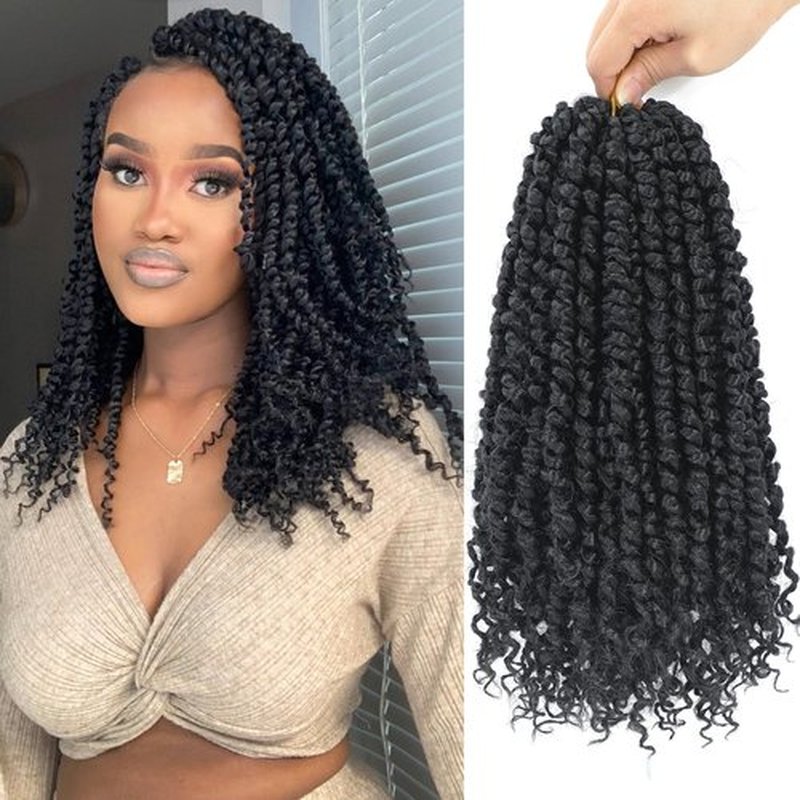 Alrence Passion Twist Crochet Hair 8 Packs Pre twisted Passion Twist Hair For Women Soft Bohe Pre-looped Crochet Braids (14 Inch (Pack of 8), 1#)