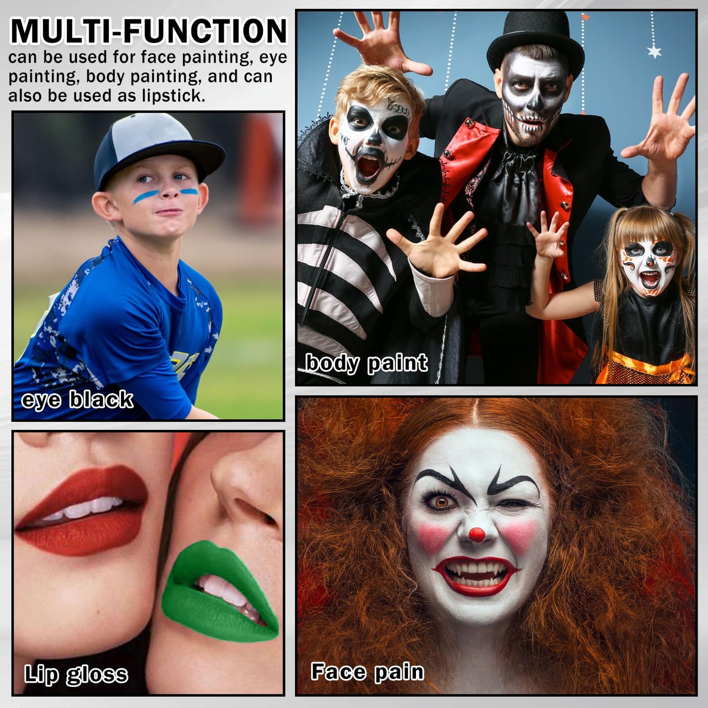 DAMUSI 3 Colors Body Face Paint Sticks Professional Eye Black Stick
