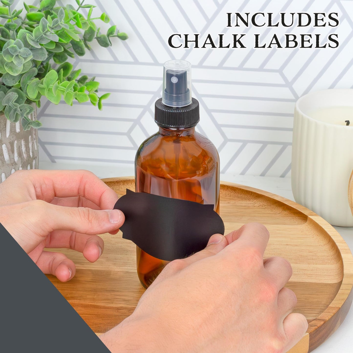 Cornucopia Brands 8-Ounce Amber Glass Fine Mist Spray Bottles (Pack of 4) Boston Round w/Atomizer Spritzers for Aromatherapy Perfume, Cologne, DIY & More