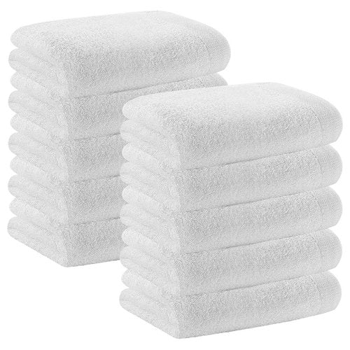 NBLJF Multicolor Small Washcloths Set 10 Pack for Newborn Baby Bath Hand Towel and Face Cloths or Bathroom-Kitchen Multi-Purpose Soft-Comfortable Absorbent Fingertip Towels 10'' x 10'' (White)