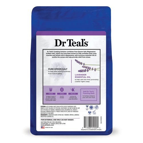 Dr Teal's Epsom Salt Soaking Solution, Soothe & Sleep, Lavender, 3lbs (Packaging May Vary) (Pack of 2)