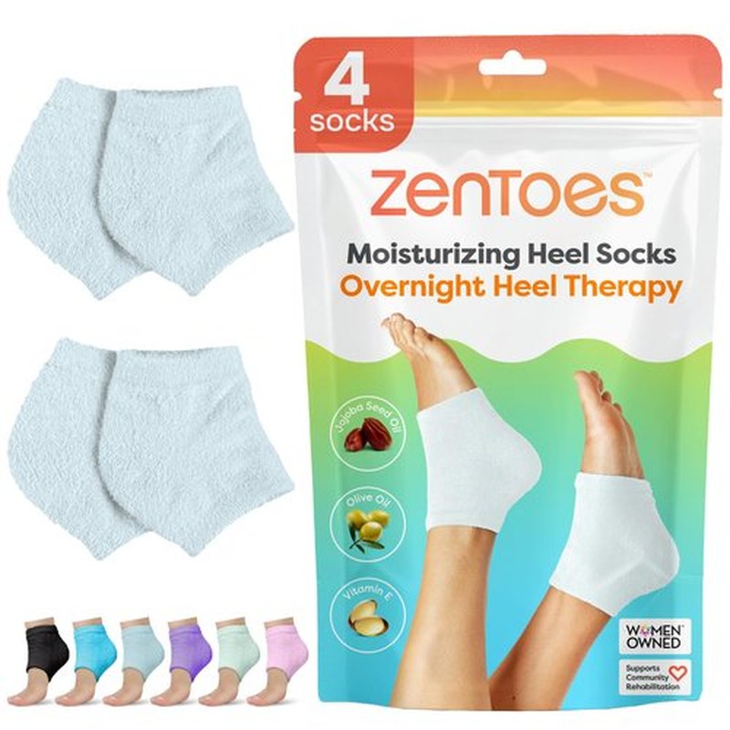 ZenToes Moisturizing Fuzzy Sleep Socks with Vitamin E, Olive Oil and Jojoba Seed Oil to Soften and Hydrate Dry Cracked Heels (Regular, Slate)2 Pair (Pack of 1)