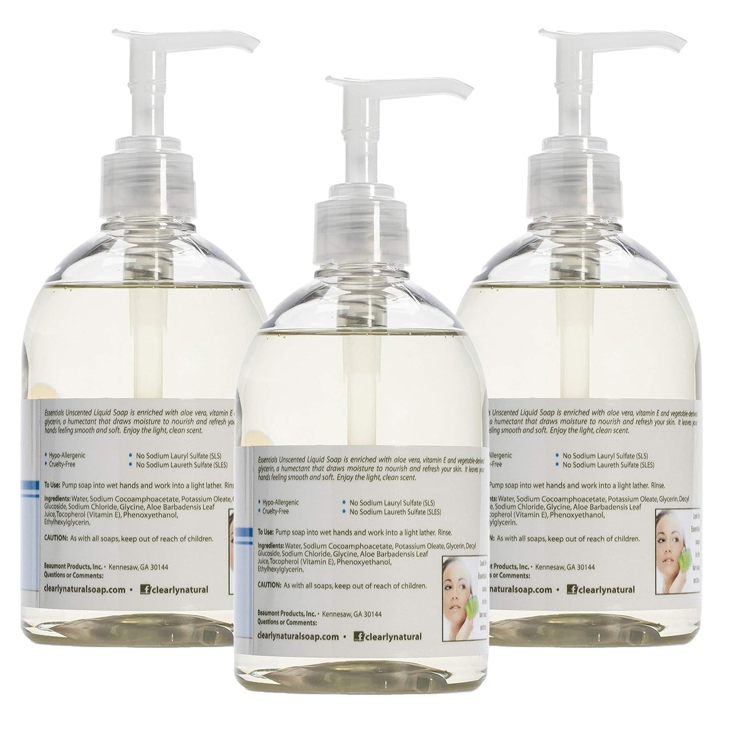 Glycerin Liquid Hand Soap with Aloe Vera - 12 oz, Pack of 3 | Moisturizing & Gentle