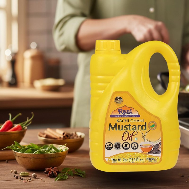 Rani Mustard Oil (Kachi Ghani) 67.6 Ounce (2 Liter) NON-GMO | Gluten Free | Vegan | 100% Natural | Kosher