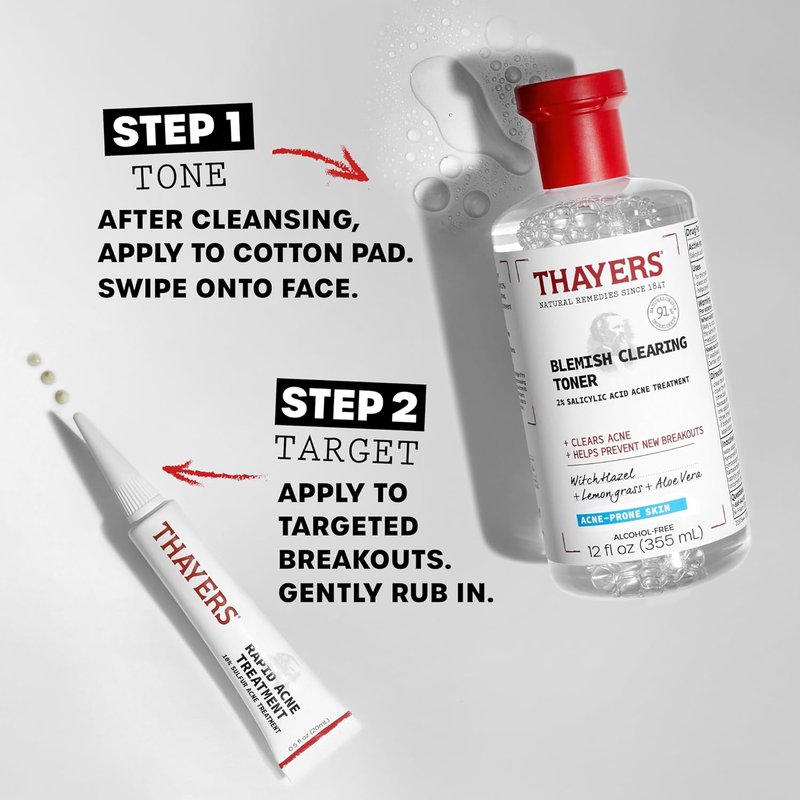 Thayers Blemish Clearing Toner - 2% Salicylic Acid & 10% Sulfur Acne Treatment | Soothing Skin Care