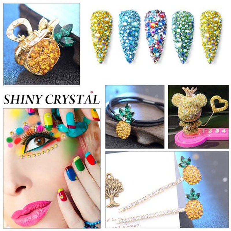 Novani Rhinestones 1440Pcs Flatback Crystal Round Loose Gemstones Glass Rhinestones for Crafts Makeup Nail Art Clothes Shoes DIY Decorations(SS20, 4.6-4.8mm,MetalSunlight)