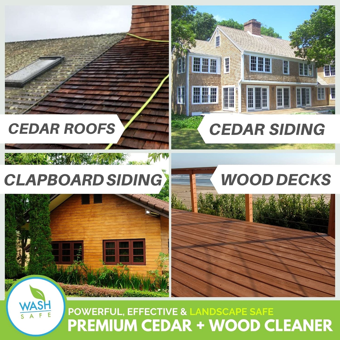 Wash Safe Industries CEDAR WASH Eco-Safe and Organic Wood Cleaner, 10 lb. Container, Clear (WS-CW-10LB)