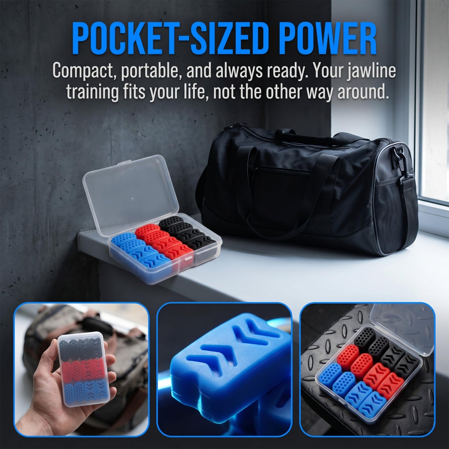 Jaw Exerciser for Men & Women,(12 pcs)2 models 3 Resistance Levels,BPA Free Silicone jawline exerciser,Jaw Trainer for Beginners, Intermediate & Advanced Users (Blue,Red&Black)