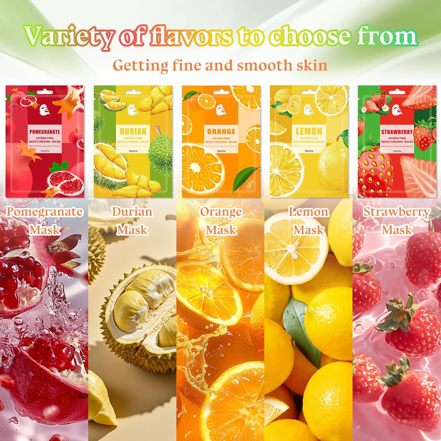 ZZCQzeze 10PCS Hydrating Face Masks,Moisturizing Facial Masks for Women and Men,Fruit Overnight Facial Sheet Mask,Lightweight and Non-greasy Face Sheet Mask for All Skin Type 04