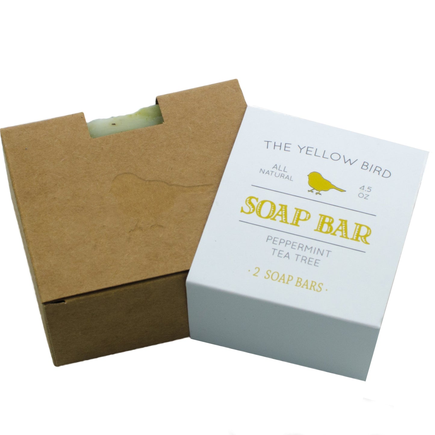 The Yellow Bird Peppermint Soap Bar with Tea Tree Oil - Handmade in USA with Natural, Organic, Vegan Ingredients (2 Bar Pack)