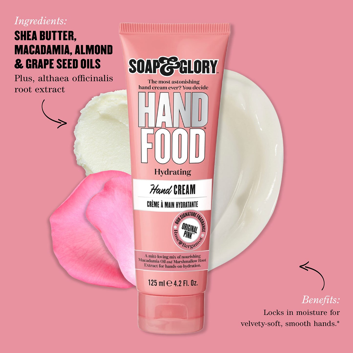 Soap & Glory Hand & Foot Care Duo – Hand Food Hand Cream (125ml) & Original Pink Heel Genius Foot Cream (4.2 oz) – Hydrating Moisturizers for Dry Hands & Feet