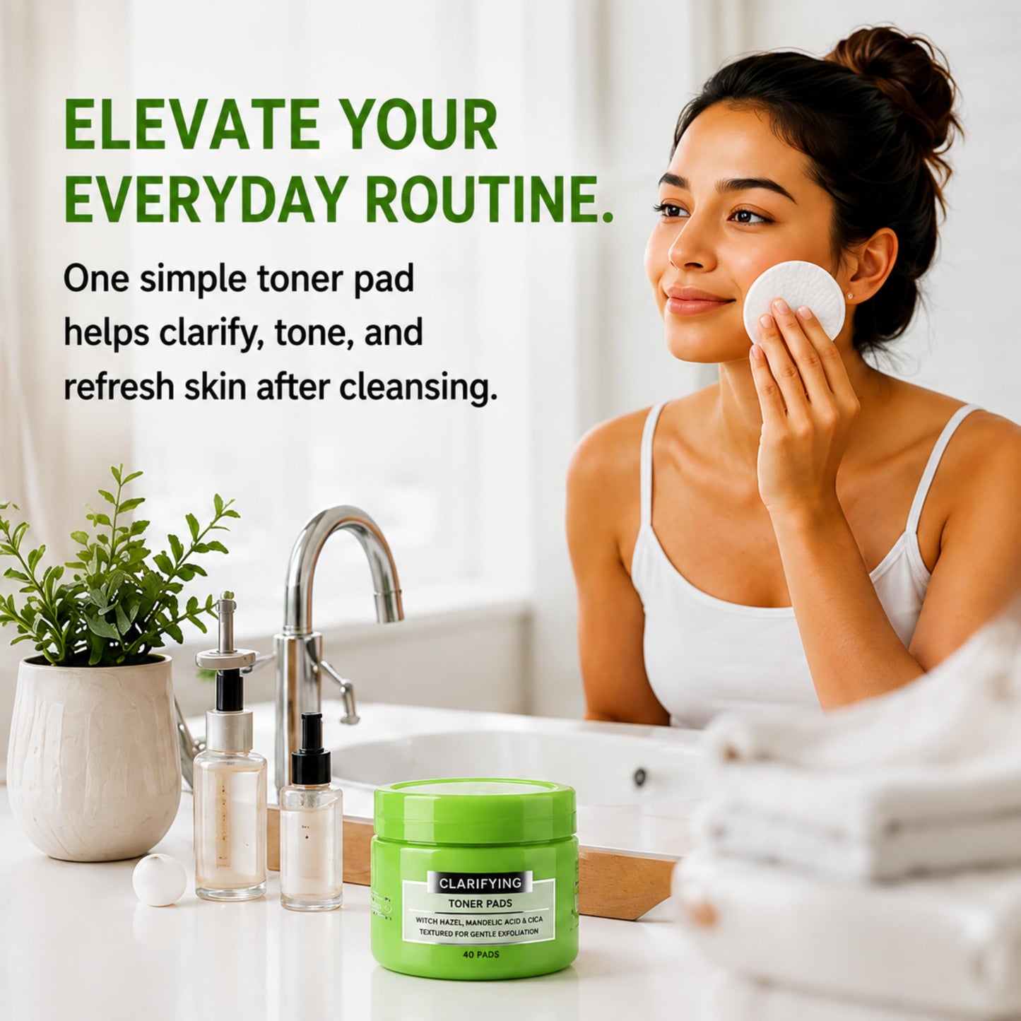 Global Beauty Care Clarifying Toner Pads - Face Toner Pads with Witch Hazel, Mandelic Acid & CICA, Dual Textured Exfoliating Facial Pads, Helps Refine Pores & Balance Skin, 120ct (3-Pack)