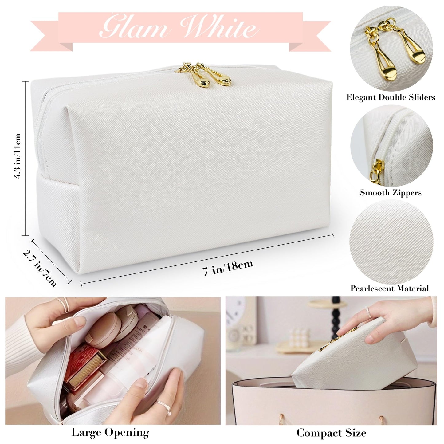 ARK Survivor Women's Wedding Emergency Kit 39 Essential Items for Brides Team Bride All in One Travel Kit Personal Care Women's Travel Set (Glam White)