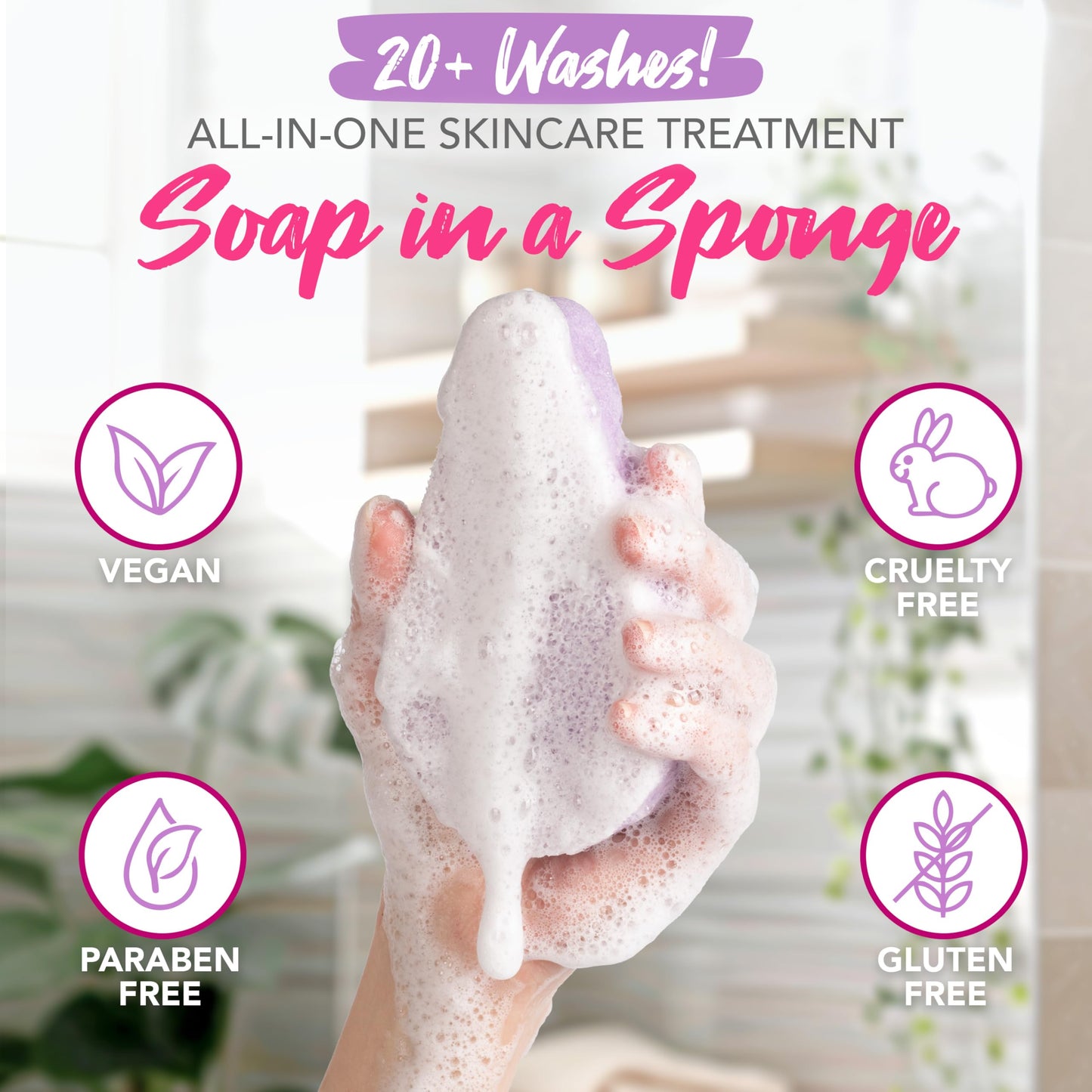 Spongeables Anti Cellulite Body Wash in a 20+ Wash Sponge, Lavender, 1 Count